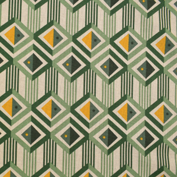 Decoratiestof half panama graphic, groen