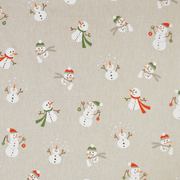 Tissu déco semi panama Happy Snowman