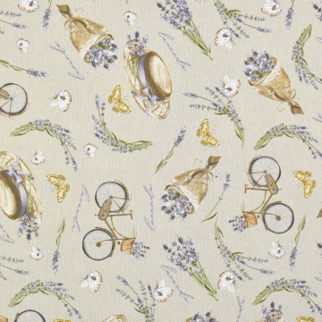 Tissu déco semi panama Lavande, beige