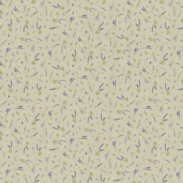 Tissu déco semi panama lavandes, naturel