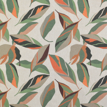 Tissu déco semi panama Feuilles Leaves, beige