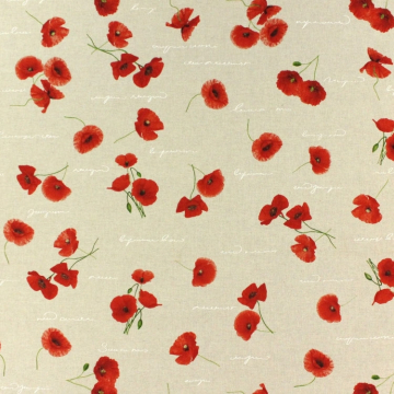 Tissu déco semi panama Coquelicots