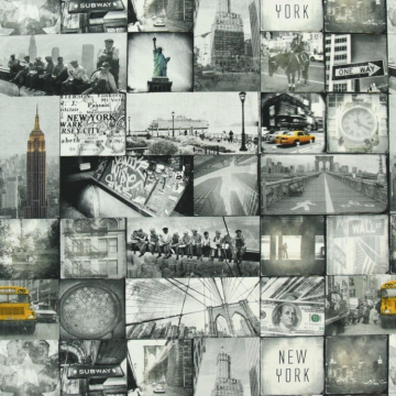 Tissu déco semi panama New York, impression numérique