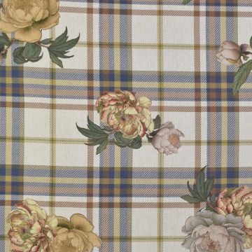 Dekostoff Halbpanama Peony Check