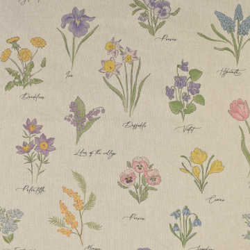 Decoratiestof half panama Spring Flowers, beige