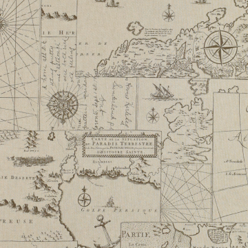 Dekostoff Halbpanama Vintage World Map