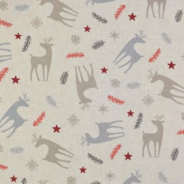 Decoratiestof half panama Kerst rendier