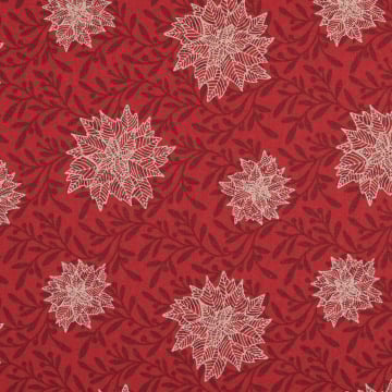 Decoratiestof half panama kerstster, rood