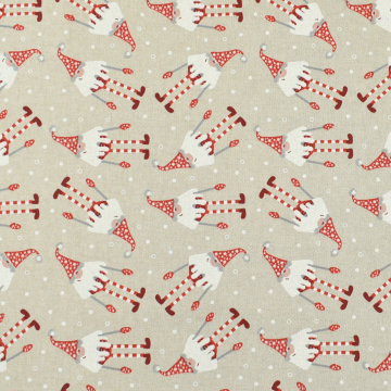 Decoratiestof half panama kerstkabouter party