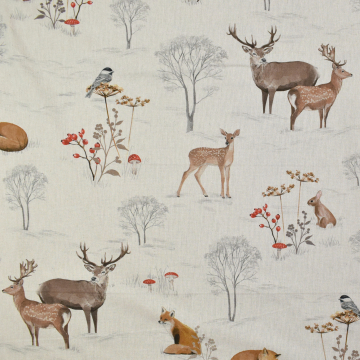 Dekostoff Halbpanama Winter Forest Animals