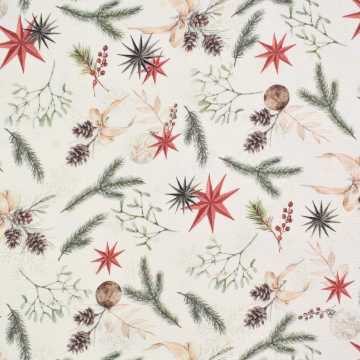 Tissu déco jacquard heure d'hiver, crème