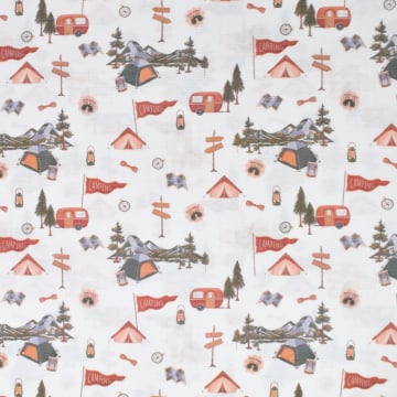 Decoratiestof Ottoman camping, gebroken wit
