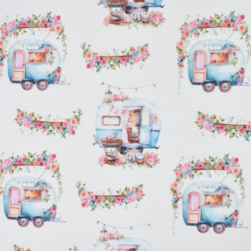Decoratiestof Ottoman Flower Camper, wit