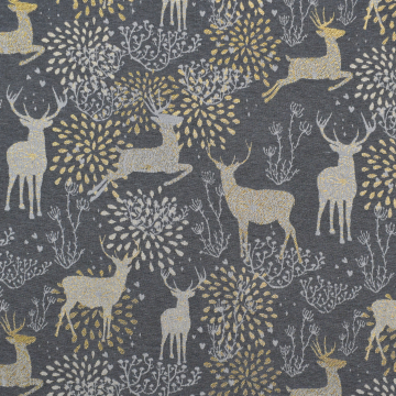 Dekostoff Ottoman Golden Reindeer, anthrazit