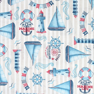 Decoratiestof Ottoman Marine Life, wit