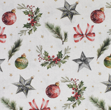 Dekostoff Ottoman Merry X-Mas, beige