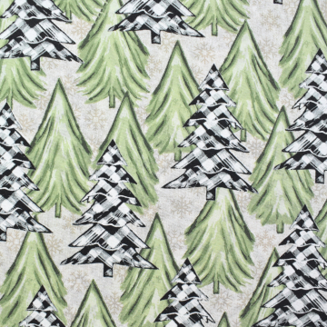 Tissu déco ottoman forêt en hiver, crème