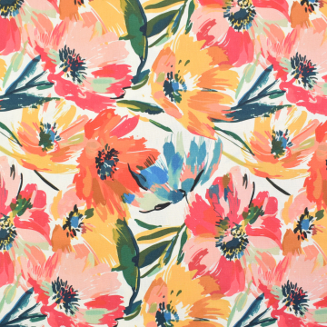 Decoratiestof Panama Big Flowers, vanille