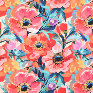 Tissu déco Panama Amour de fleurs, multicolore