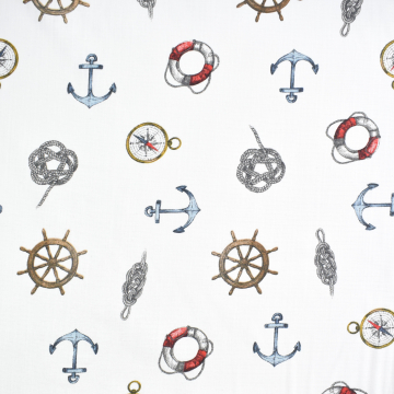 Tissu déco panama Maritime bord de mer chic, blanc cassé