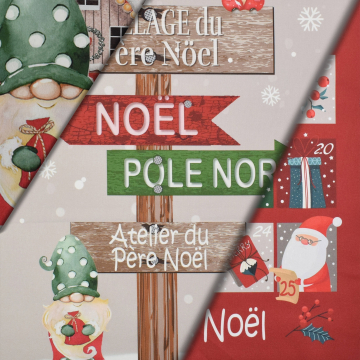 Tissu déco coton sergé panneau Christmas Time, 160x70cm