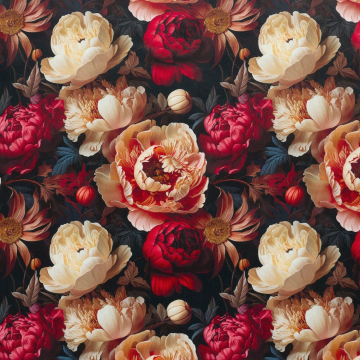 Decoratie fluweel Romantic Flowers, zwart