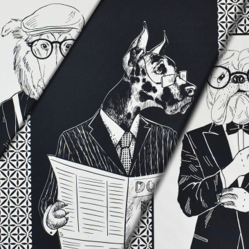 Dekostoff Serge Gentleman Dogs Panel, 160 x 70 cm