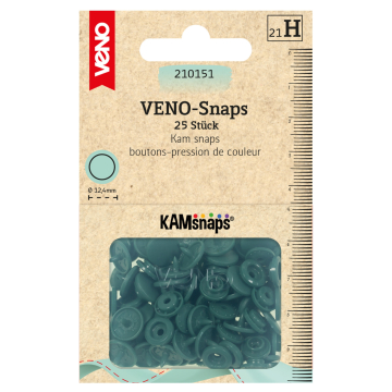 25 Boutons pression Snap Ø12,4mm KAMsnaps Veno, vert foncé