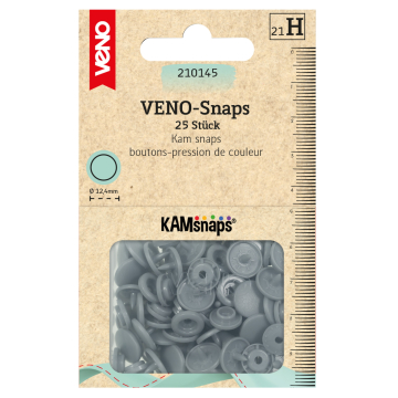 25 Boutons pression Snap Ø12,4mm KAMsnaps Veno, gris