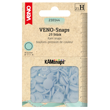 25 Boutons pression Snap Ø12,4mm KAMsnaps Veno, bleu clair