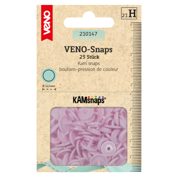 25 Boutons pression Snap Ø12,4mm KAMsnaps Veno, rose