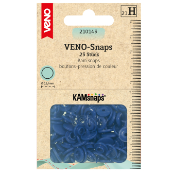 25 Boutons pression Snap Ø12,4mm KAMsnaps Veno, bleu d'encre