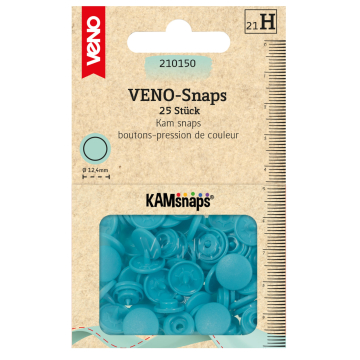 25 Boutons pression Snap Ø12,4mm KAMsnaps Veno, turquoise