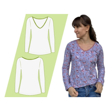 E-book 73engelchen Langarmshirt mit Spitze Dames, Duits