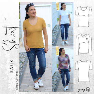 E-book drei eM's Basic-Shirt 1 + plotterbestand Smile, Duits