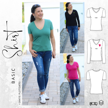 E-book drei eM's Basic-Shirt 2 + plotterbestand Heart, Duits