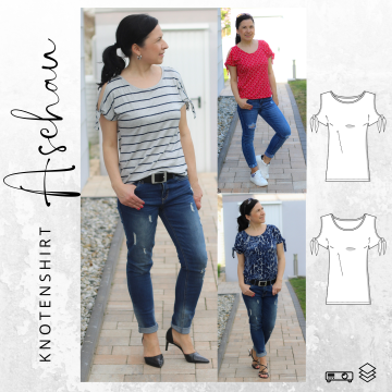 E-book drei eM's Damen Knotenshirt ASCHAU, Duits