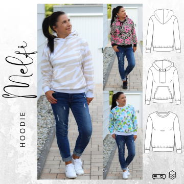 E-Book drei eM's Hoodie MELFI, german