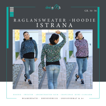 Patron sweat-shirt raglan femme pdf drei eM's, en allemand
