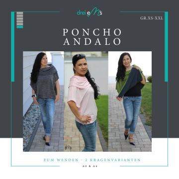 Patron poncho femme pdf Andalo drei eM's, en allemand
