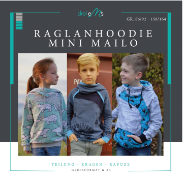E-Book drei eM's Raglanhoodie mini Mailo, Duits