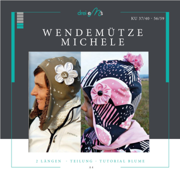 E-Book drei eM's Omkeerbare muts Michele incl. Tutorial Blume