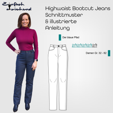 E-Book Einfach anziehend Der blaue Pfad 32-62 High Waist Jeans Damen