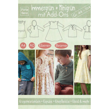Patron robe / t-shirt enfant pdf Immergrün & Minigrün Firlefanz, en allemand