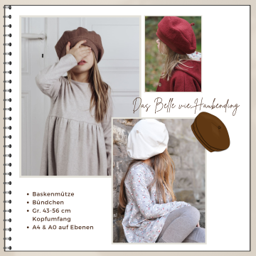 Patron bonnet béret enfant pdf Four Chapter Das Belle-Vie-Haubending, en allemand