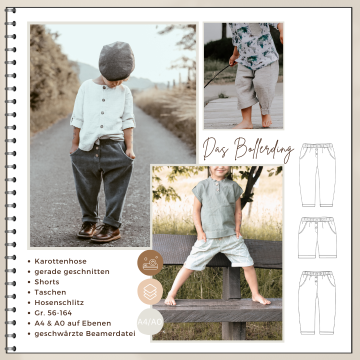 Patron pantalon enfant pdf Das Bollerding Four Chapter, en allemand