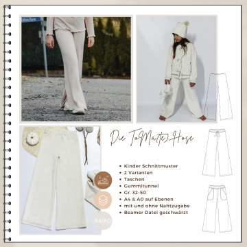 Patron pantalon enfant pdf ToMa(te) Wide Leg Four Chapter, en allemand