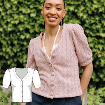 E-Book JULIANA MARTEJEVS Cardigan mit kurzen Puffärmeln