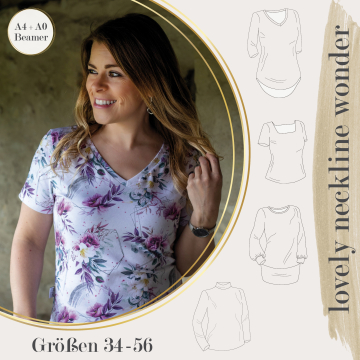E-book LovelySewDesign Shirt/Pullover lovely neckline wonder Dames A0/beamer-versie, Duits