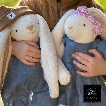 Patron couture peluche lapin pdf Flöckchen Malomi, en français